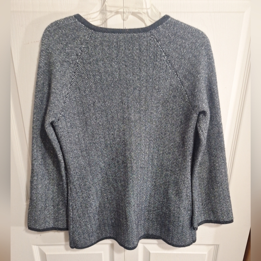 Vintage Isabella Bird Herringbone Knit Cardigan Sweater - L - Gray - Picture 7 of 7
